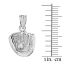 Sterling Silver Diamond Cut Baseball Glove Pendant Necklace