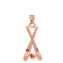 Diamond Cut Baseball Bats Pendant Necklace  in Solid Gold (Yellow/Rose/White)