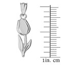 Sterling Silver Diamond Cut Tulip Pendant Necklace