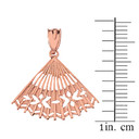 Solid Rose Gold Cut Out Folding Hand Fan Pendant Necklace