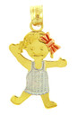 Pinafore Girl Tri Tone Gold  Charm