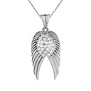 Two Elegant Gold Diamond Angel Wings Pendant Necklace (Available in Yellow, Rose & White Gold)