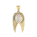 Two Elegant Gold Diamond Angel Wings Pendant Necklace (Available in Yellow, Rose & White Gold)