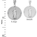 Sterling Silver CZ Saint Peter Engravable Circle Medallion Pendant Necklace (Large)