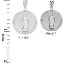 Solid White Gold Diamond Saint Peter Engravable Circle Medallion Pendant Necklace (Small)