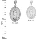 Sterling Silver CZ Saint Peter Engravable Oval Medallion Pendant Necklace (Large)