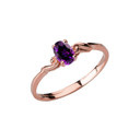 Dainty Rose Gold Elegant Swirled Genuine Amethyst Solitaire Ring