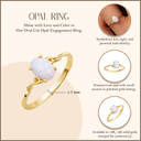Oval Cut Birthstone Opal Engagement Ring in Gold with measurements