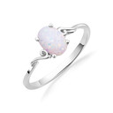 Oval Cut Birthstone Opal Engagement Ring in White Gold