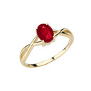 Dainty Yellow Gold Infinity Design Garnet (LCG) Solitaire Ring