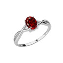 Dainty White Gold Infinity Design Garnet (LCG) Solitaire Ring