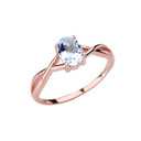 Dainty Rose Gold Infinity Design Aquamarine (LCAQ) Solitaire Ring