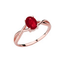 Dainty Rose Gold Infinity Design Ruby (LCR) Solitaire Ring