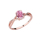 Dainty Rose Gold Infinity Design Pink Cubic Zirconia (PCZ) Solitaire Ring