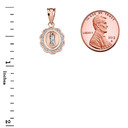 Rose  Gold Diamond Lady of Guadalupe Two-Tone Pendant Necklace