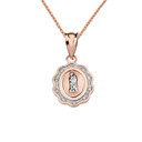 Rose  Gold Diamond Lady of Guadalupe Two-Tone Pendant Necklace