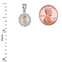 White  Gold Diamond Lady of Guadalupe Tri-Tone Pendant Necklace