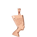 Egyptian Queen Statue Nefertiti Bust Pendant Necklace in Solid Gold (Yellow/Rose/White)