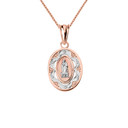 Rose Gold Diamond Lady of Guadalupe  Two-Tone Pendant Necklace