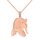 Egyptian King Tut Profile Pendant Necklace in Solid Gold (Yellow/Rose/White)