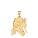 Egyptian King Tut Profile Pendant Necklace in Solid Gold (Yellow/Rose/White)