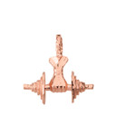 Solid Genuine Rose Gold Bodybuilding Lifting  Barbell 3D Pendant Necklace