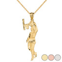 Women's Basketball Pendant Necklace in Solid Gold (Yellow/Rose/White)