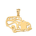 Gold Classic Car Pendant Necklace in Solid Gold (Yellow/Rose/White)