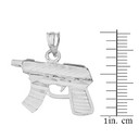 Sterling Silver Diamond Cut Gun Rifle Pendant Necklace
