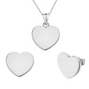 14k Gold Simple Heart Pendant Necklace Set