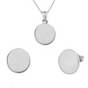 Solid Gold Simple Round Pendant Necklace Set(Available in Yellow/Rose/White Gold)