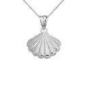 Cockle Sea Shell in White Gold