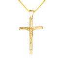 Gold Cross Necklace - Catholic Crucifix Pendant