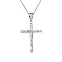 .925 Sterling Silver Jesus Christ Crucifix Cross Pendant Necklace