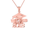 2018 Graduation Pendant Necklace with Diamond and Rose Gold