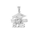 2018 Graduation Pendant Necklace with Diamond and Sterling Silver