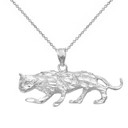 Sterling Silver Cut Cheetah Pendant Necklace