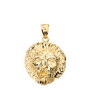 Diamond Cut Leo Zodiac Roaring Lion Head Pendant Necklace in Solid Gold (Yellow/Rose/White)
