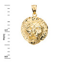 Diamond Cut Leo Zodiac Roaring Lion Head Pendant Necklace in Solid Gold (Yellow/Rose/White)