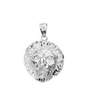 Sterling Silver Diamond Cut Leo Zodiac Roaring Lion Head Pendant Necklace