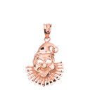 Diamond Cut Clown Pendant Necklace  in Solid Gold (Yellow/Rose/White)