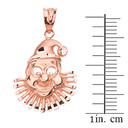 Solid Rose Gold Diamond Cut Clown Pendant Necklace