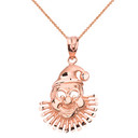 Solid Rose Gold Diamond Cut Clown Pendant Necklace
