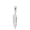 Sterling Silver Diamond Cut Boho Feather Pendant Necklace