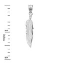 Sterling Silver Diamond Cut Boho Feather Pendant Necklace