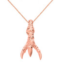 Solid Rose Gold 3D Eagle Claw Pendant Necklace