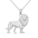 Diamond Cut Leo Zodiac Royal Lion Pendant Necklace in Solid Gold (Yellow/Rose/White)