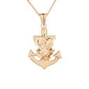 American Eagle Mariners Anchor Pendant Necklace in Yellow Gold