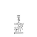 Solid White Gold Horse Carousel Pendant Necklace