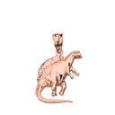 Solid Rose Gold Spinosaurus Dinosaur Pendant Necklace